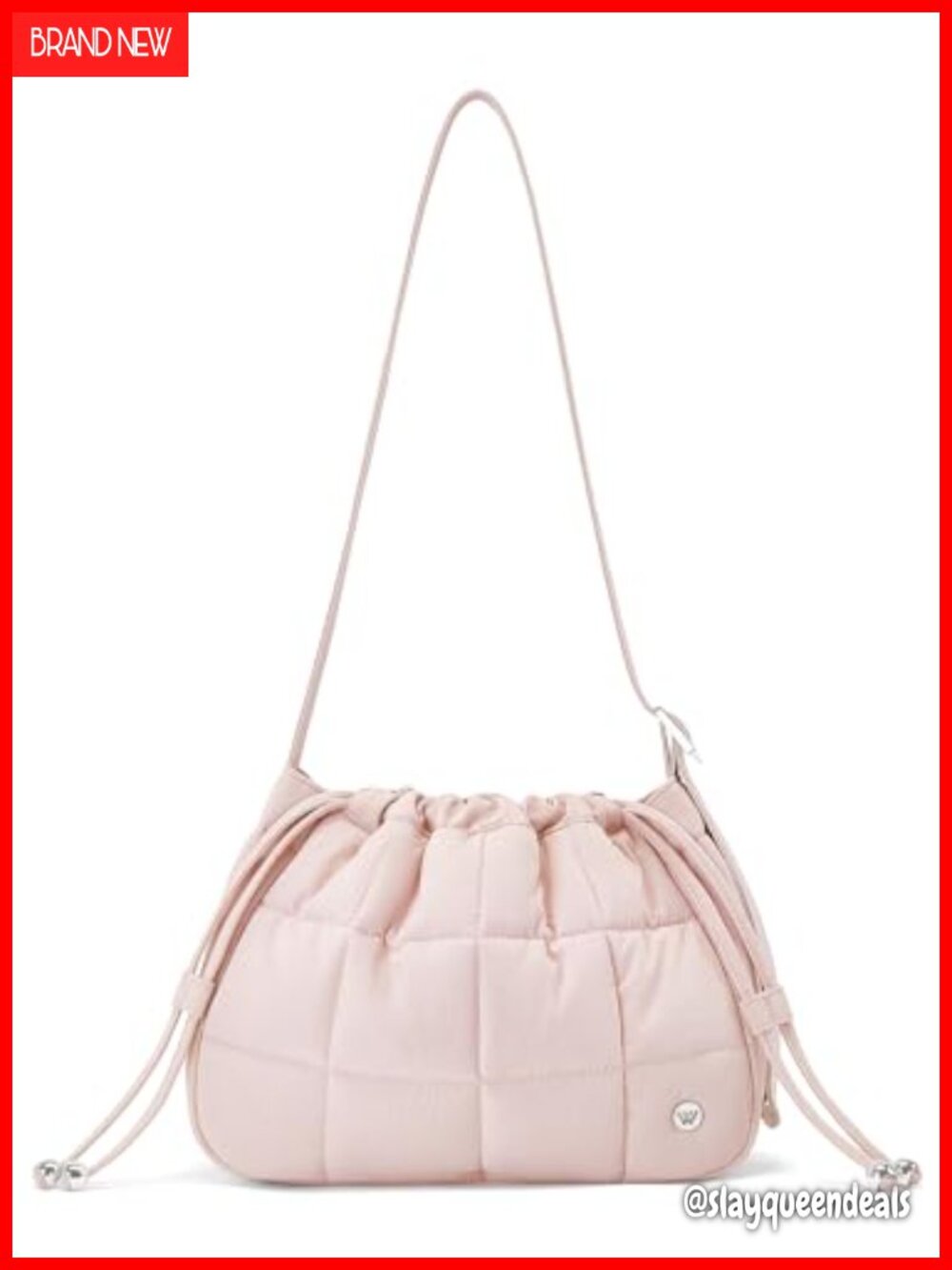 Quilted Nylon Hobo Shoulder Bag with Wide Strap